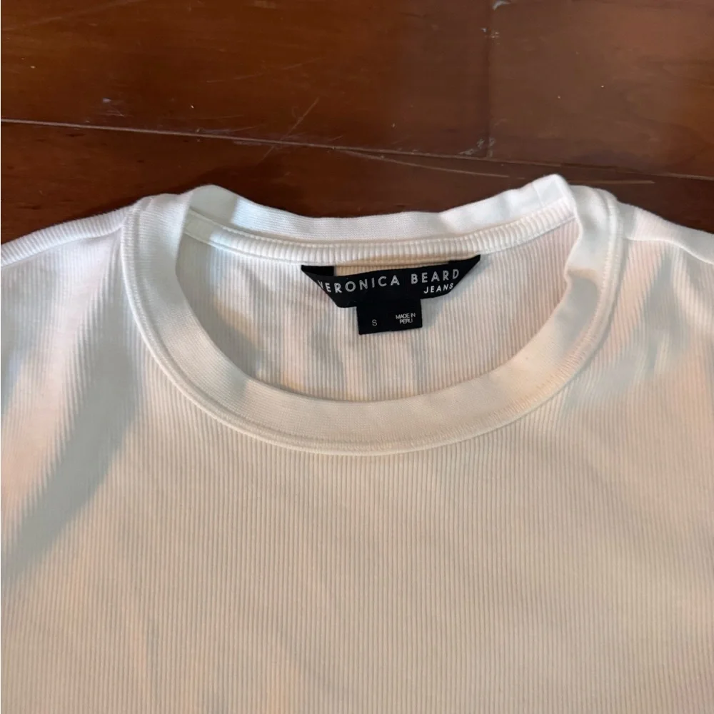 Veronica Beard White Ribbed Tee - Picture 2 of 2